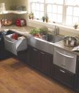 SMALL LOAD: Tight on space? Try a single-drawer dishwasher that fits up to five place settings. The compact appliance offers five cycles, plus removable racks designed for larger plates, flip down cup shelves, dual silverware baskets, and KitchenAid's signature Whisper Quiet Ultima Sound Insulation System. The product comes in stainless steel or panel-ready to blend into kitchen cabinetry. For more information, contact KitchenAid at 800-422-1230 or visit www.KitchenAid.com.
