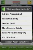 A screenshot of the actions menu on UDR's latest smart phone application, which combines augmented reality and mobile apartment search with social networking.