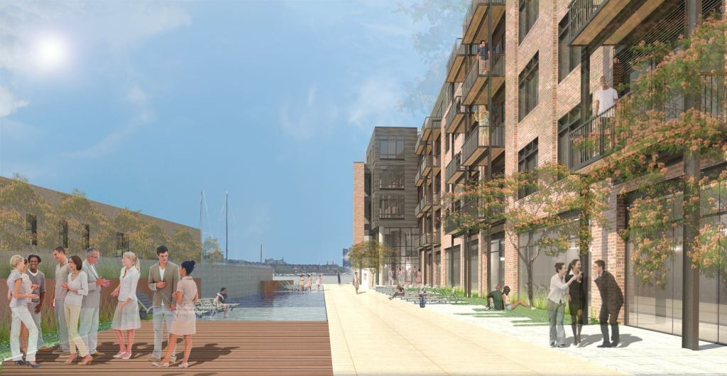 The Union Wharf will be strikingly modern in design and structure its amenities around a long pool courtyard reminiscent of South Beach hotels, such as the Delano.