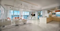 condo, condominium, model unit, open plan, kitchen, dining room, oceanfront property