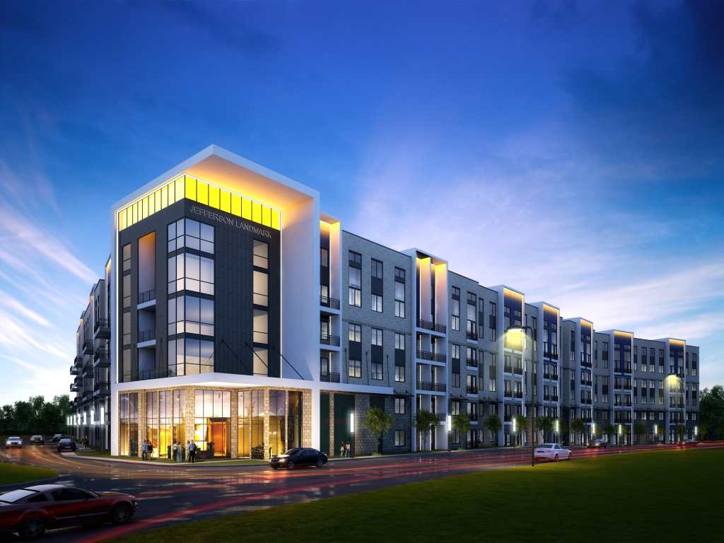 JPI's Jefferson Landmark, designed by Humphreys & Partners Architects, in the Dallas–Fort Worth metro. The 324-unit, Class A mid-rise is expected to begin occupancy next spring.