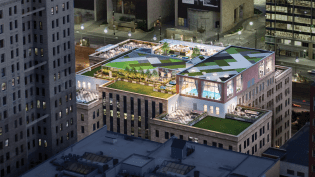 An aerial rendering of City Club Apartments' CBD Cincinnati, which is set to open in November