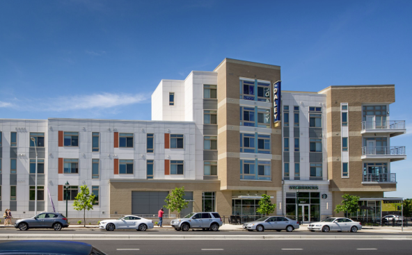 The Daley apartment building, designed by KTGY Architecture + Planning, is the first phase in the Westside at Shady Grove community in Rockville, Md., near Washington, D.C.